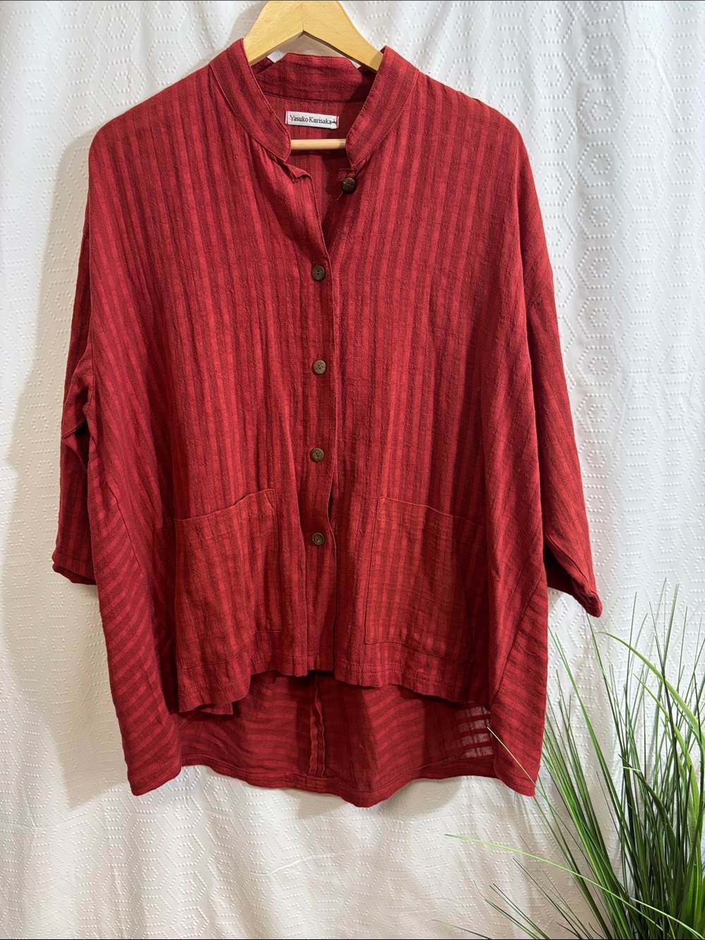 Yasuko Kurisaka Jacket One Size OS Red Long Sleeve